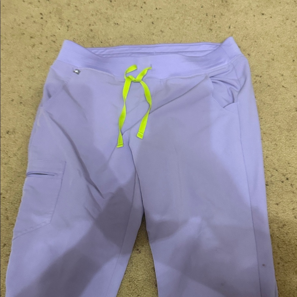 Lavender Jogger Scrub Pants with Neon Tie - Zamora